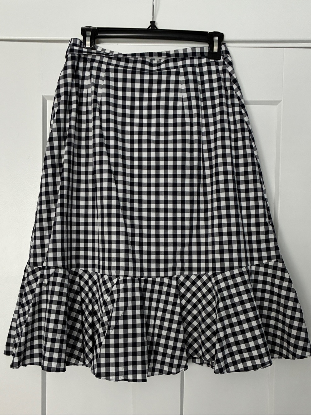 Talbots Navy & White Gingham Midi Skirt - Picture 2 of 5